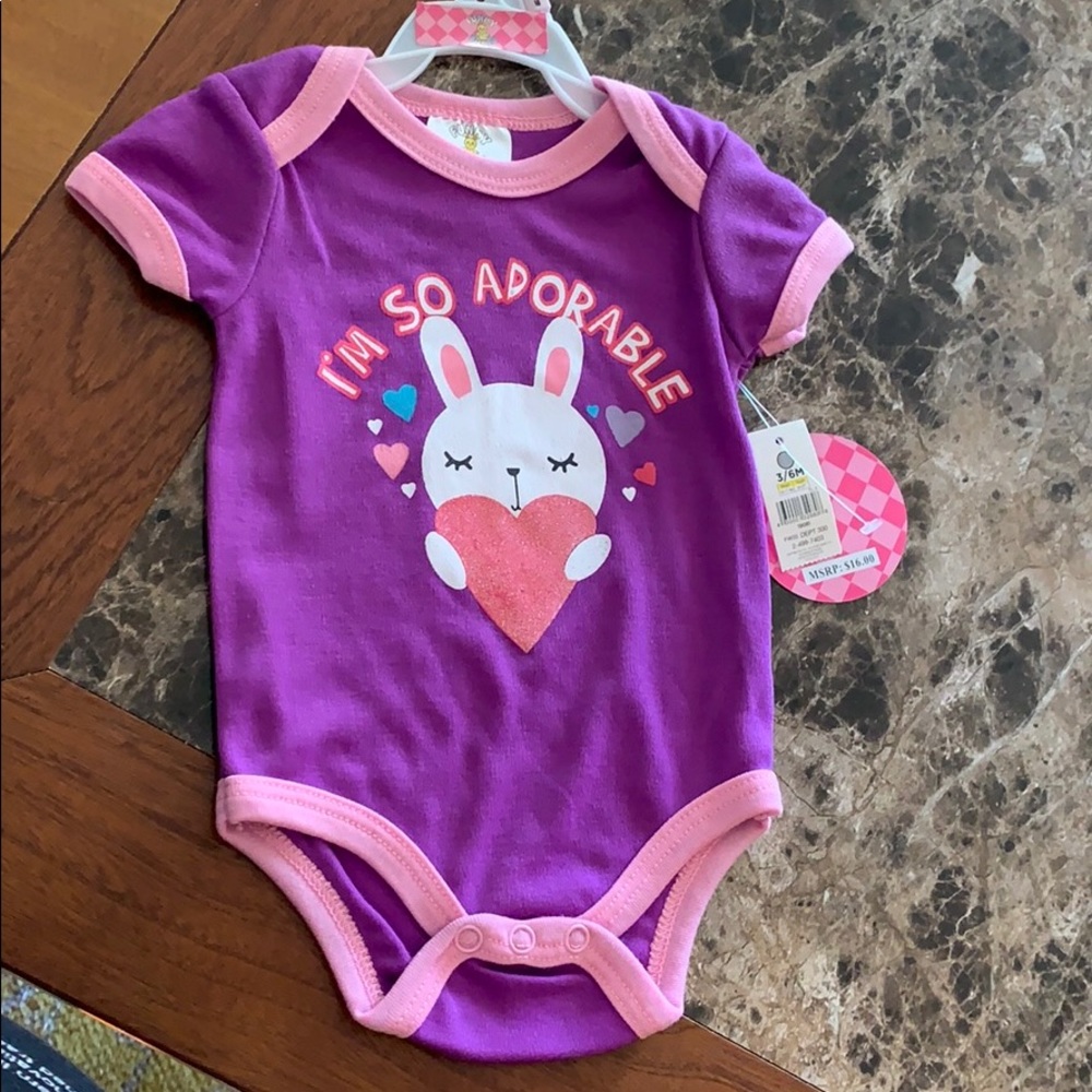 Funny Bunny 3-6 Months Girls Onesie.